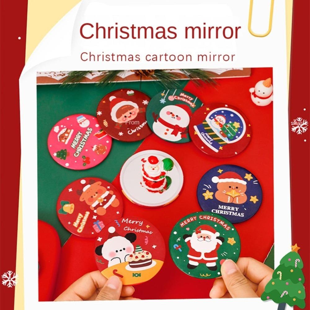 Hchc Gương Trang Điểm mini Cầm Tay Bỏ Túi Hình Ông Già Noel