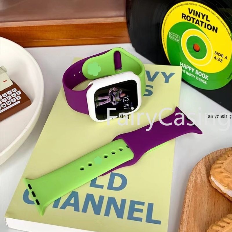 Dây Đeo silicone Hai Màu Cho iwatch uitra series 8 / 76 / 5 / 4 / 3 / se 49mm 45mm 44mm 41mm 40mm / 42mm / 38mm