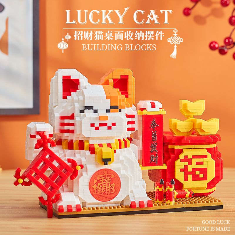 Lego 5D  Xếp Hình Lắp Ráp Mô Hình Mèo May Mắn ,Mèo Thần Tài mới nhất 5D Sáng Tạo phong thuỷ