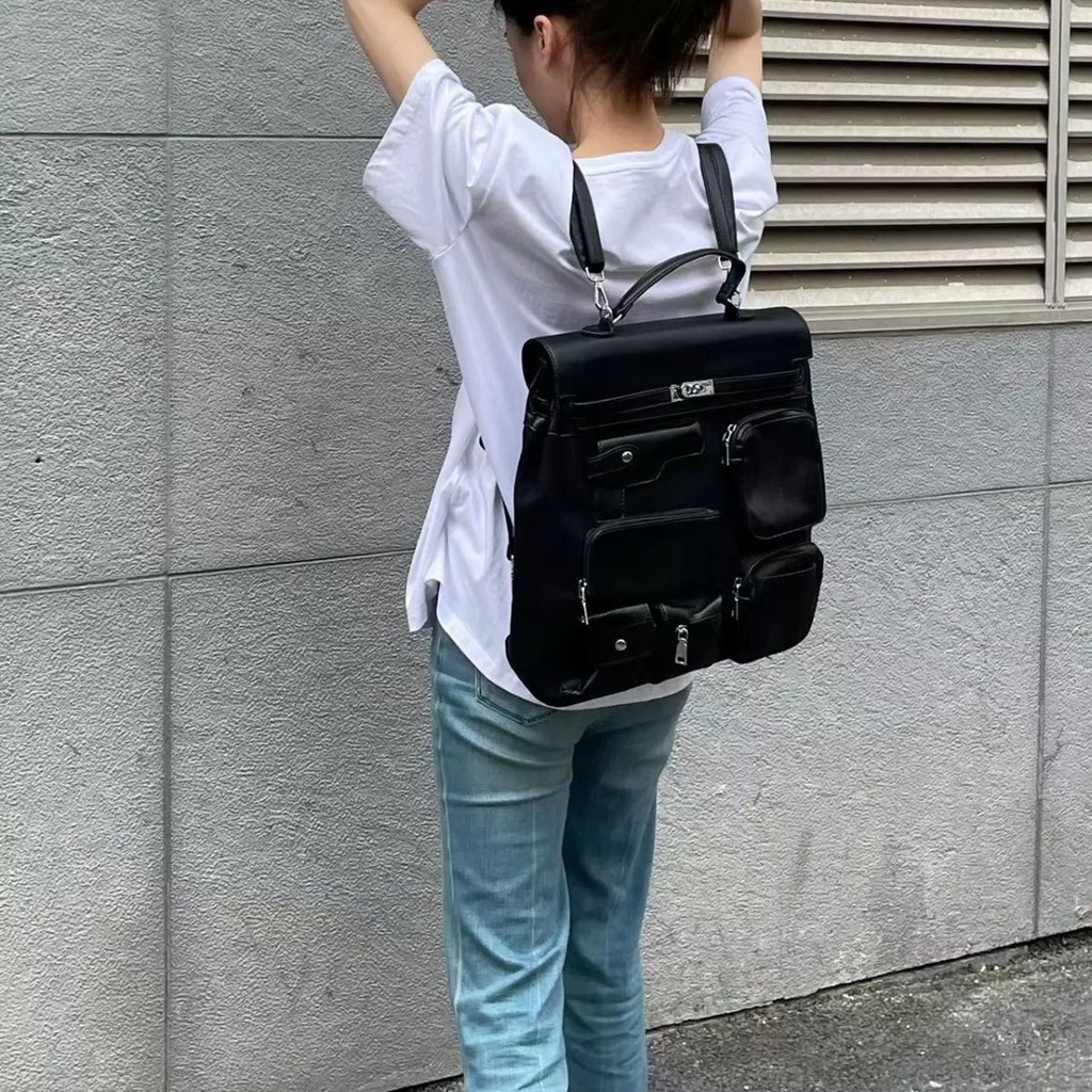 Ba Lô canvas Nhiều Túi Phong Cách punk Cho Học Sinh