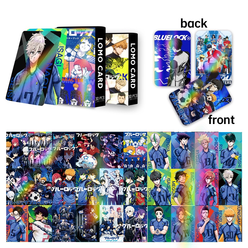 BLUE LOCK Laser Flash Lomo Card Photocard 30 chiếc / hộp