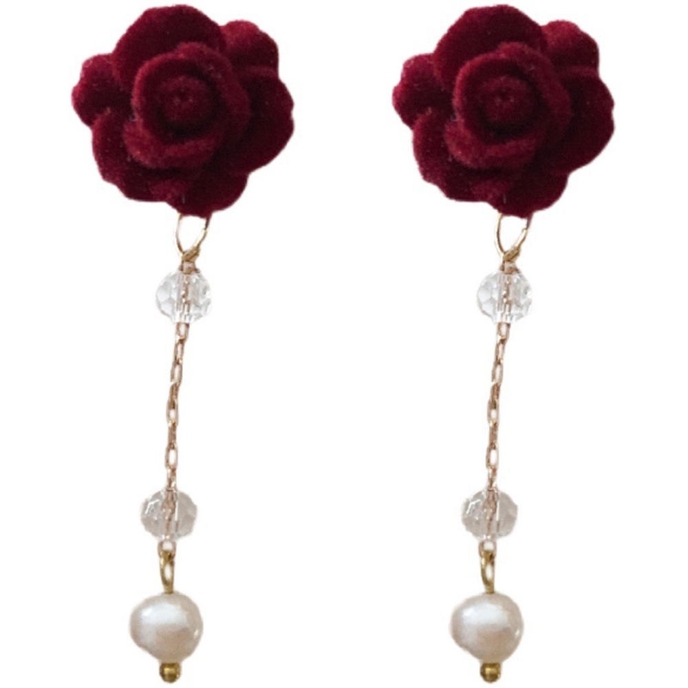 Bông Tai Tua Rua Đính Ngọc Trai Nhân Tạo Thời Trang Cho Nữ