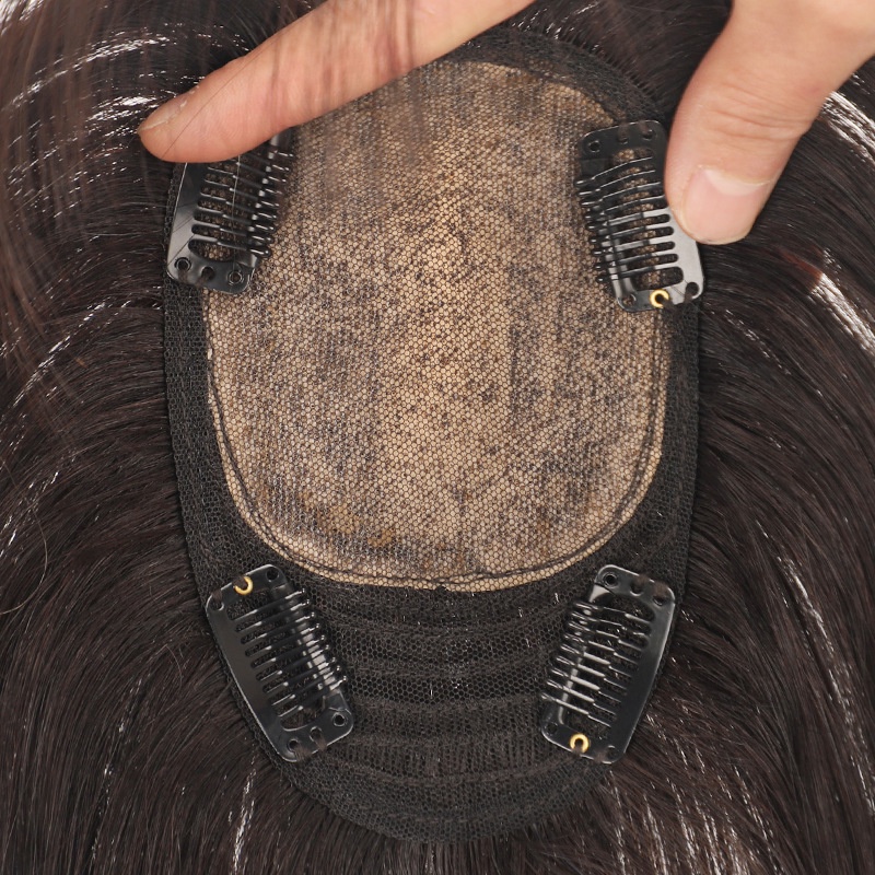 Miếng Dán Tóc Giả Màu Trắng Tự Nhiên Che Phủ Tóc Mái Bằng Lông Thú Thay Thế Dành Cho Bạn Nữ