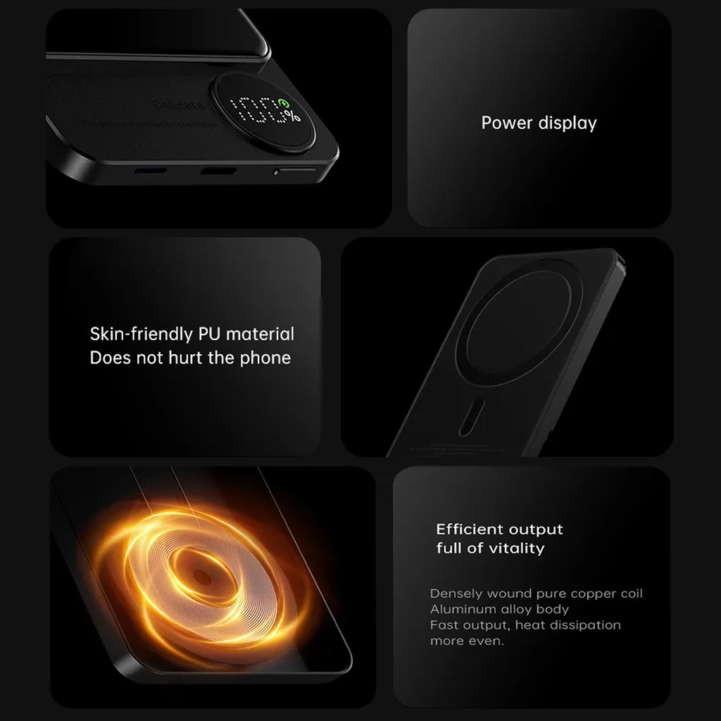 Original PD 20W Pin Sạc Dự Phòng Không Dây Delabo 10000mAh Từ Tính Cho iphone 15 14 13 12 pro max 5000mAh Power Bank