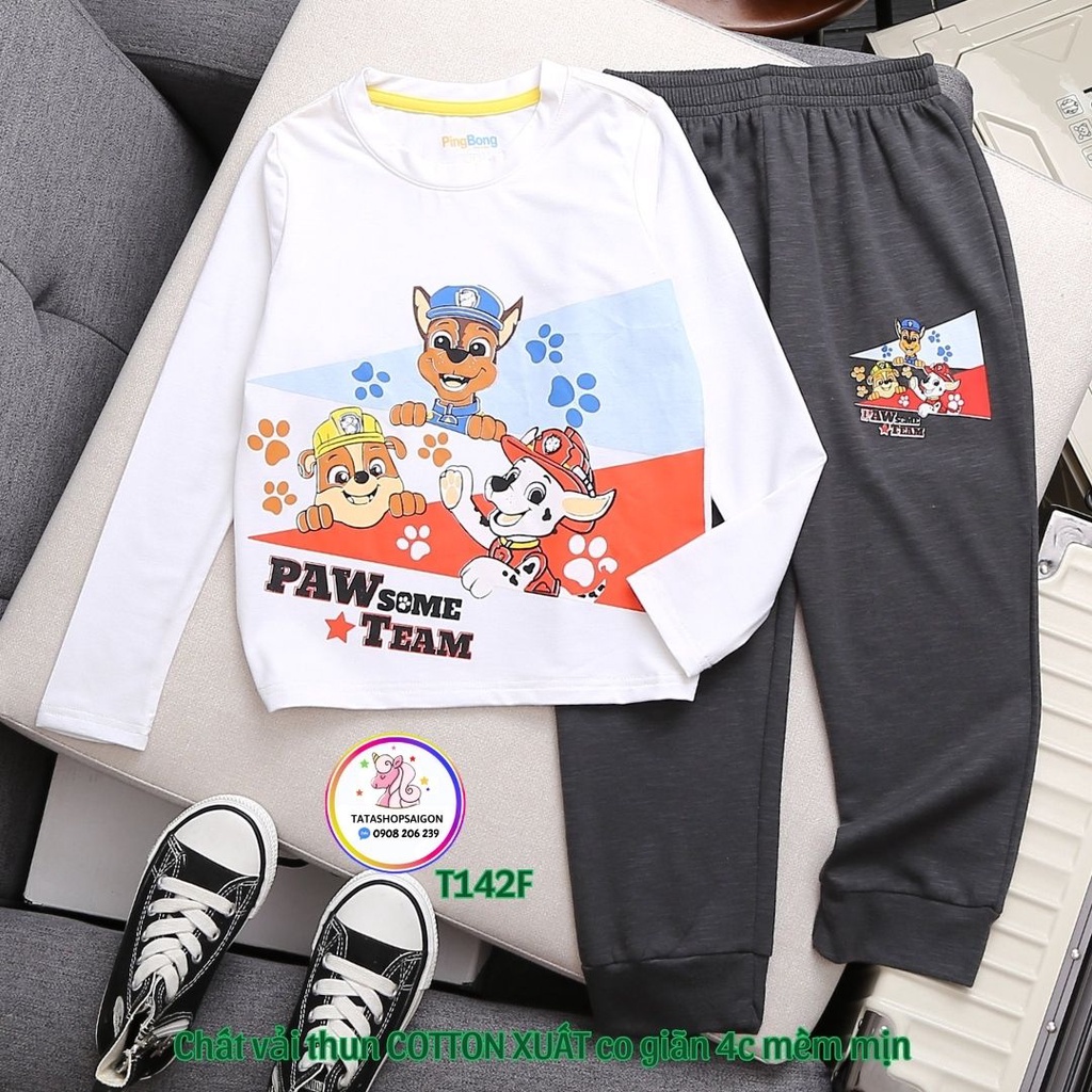 Đồ bộ bé trai tay dài size đại 11 đến 40kg thun cotton xuất VNXK T142