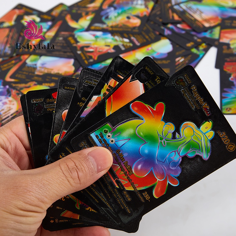 Hộp 55 Thẻ Bài pokemon Bằng Kim Loại Màu Vàng / Bạc vmax gx charizard
