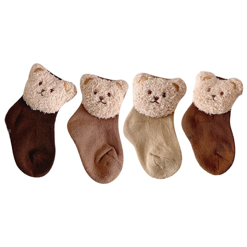 Inn Vớ Giữ Ấm Chống Trượt Dáng Rộng In Hình Gấu Hoạt Hình Dễ Thương Thời Trang Thu Đông Cho Bé 0-4 Tuổi
