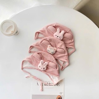 Mũ cotton nỉ buộc dây giữ ấm thu đông cho bé từ 0-12m