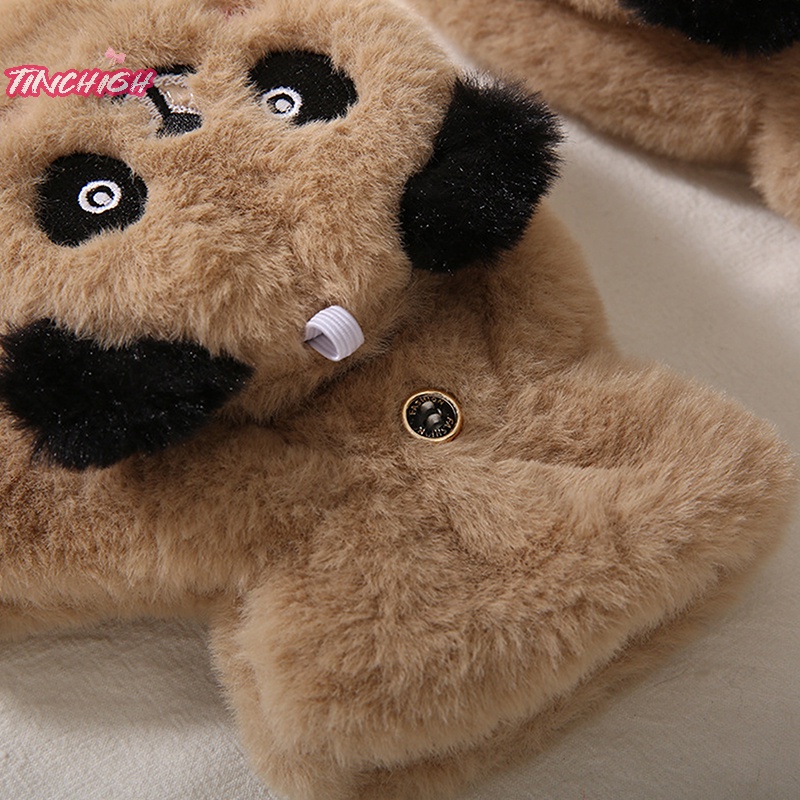 Găng Tay Đi Xe Đạp Hở Ngón Giữ Ấm Mùa Đông Hình Gấu Trúc Hoạt Hình Cho Học Sinh