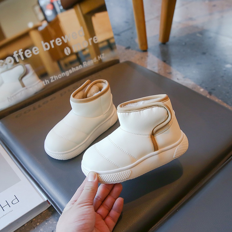 Giày Bốt Da Mềm Chống Trượt Màu Trơn Thời Trang 2023 Cho Bé Trai Và Gái Mới