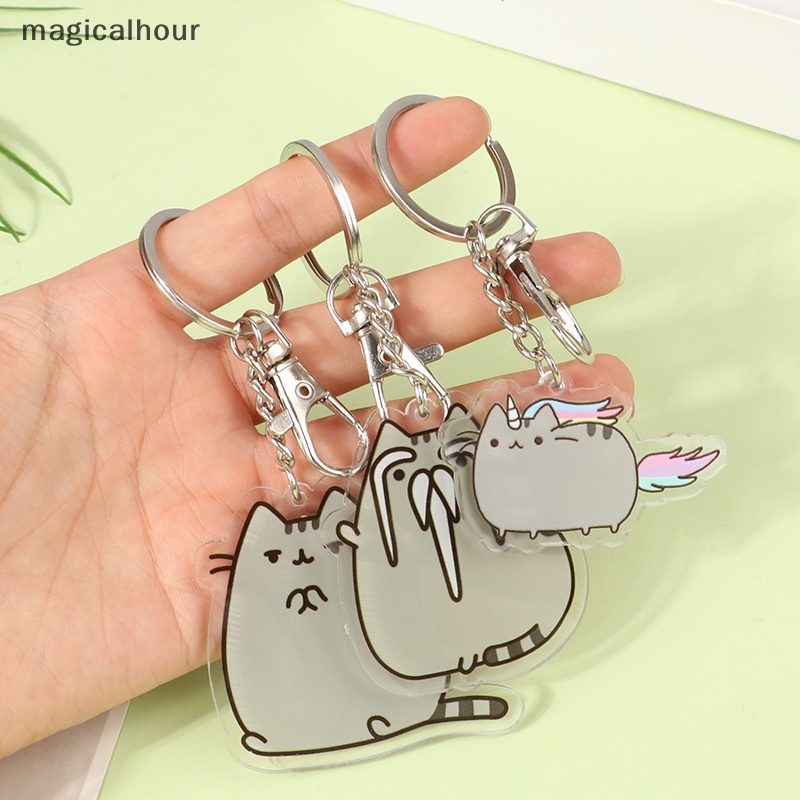 Magicalhour ^ ^ Móc Khóa acrylic Hình Mèo Pusheen Hoạt Hình Nhật Bản Đáng Yêu * Phụ Kiện Mới