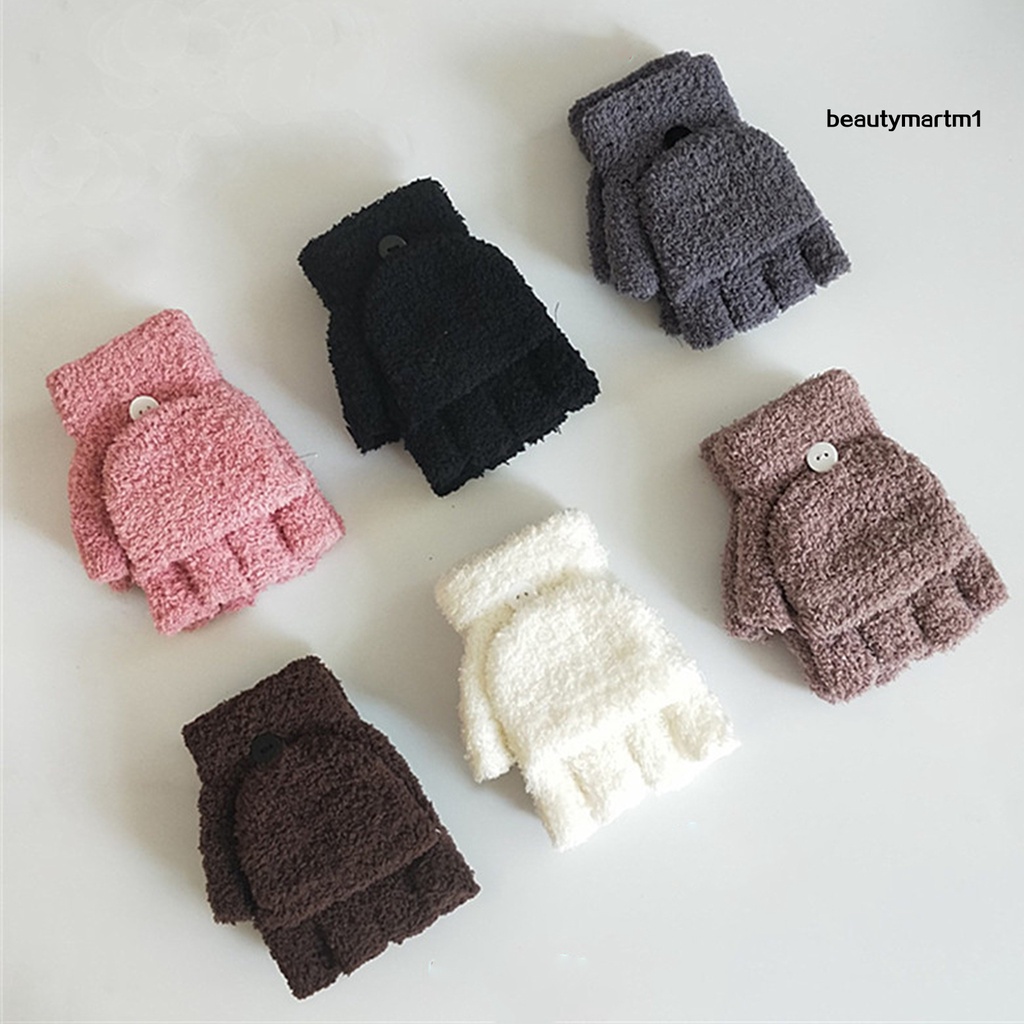 1 Đôi Găng Tay Hở Ngón Màu Trơn Mềm Mại Giữ Ấm Mùa Thu Đông Cho Nữ