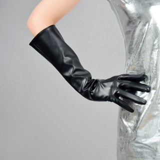 Găng Tay Da Cừu Giả Dài 40cm Có Thể Chạm Màn Hình Cảm Ứng Tiện Dụng Đen