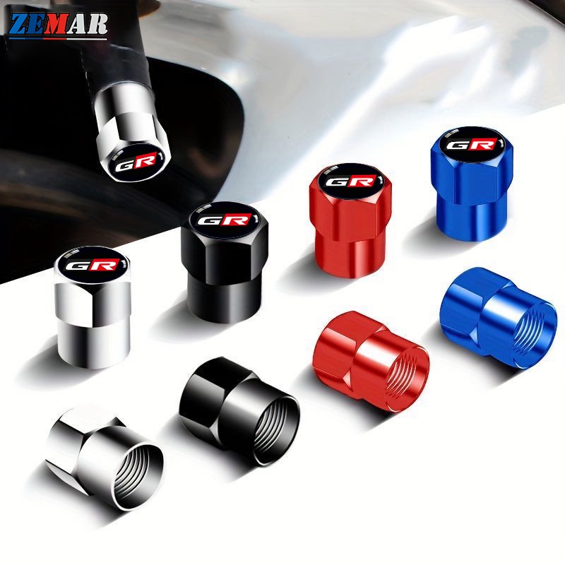 Bộ 4 Nắp Van Lốp Xe Hơi toyota gr Bằng Kim Loại In logo Xe Đạp toyota agya raize calya avanza Vevanz