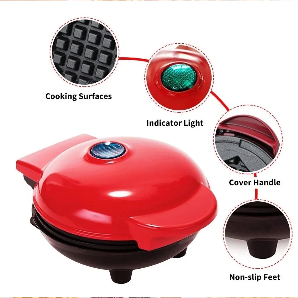 Máy Làm Bánh Waffle Hình Tròn / Trái Tim Máy Nướng Bánh Mini Máy Nướng Bánh Mì Gia đình Máy Nướng Bánh Sandwich Máy Nướng Bánh Mì