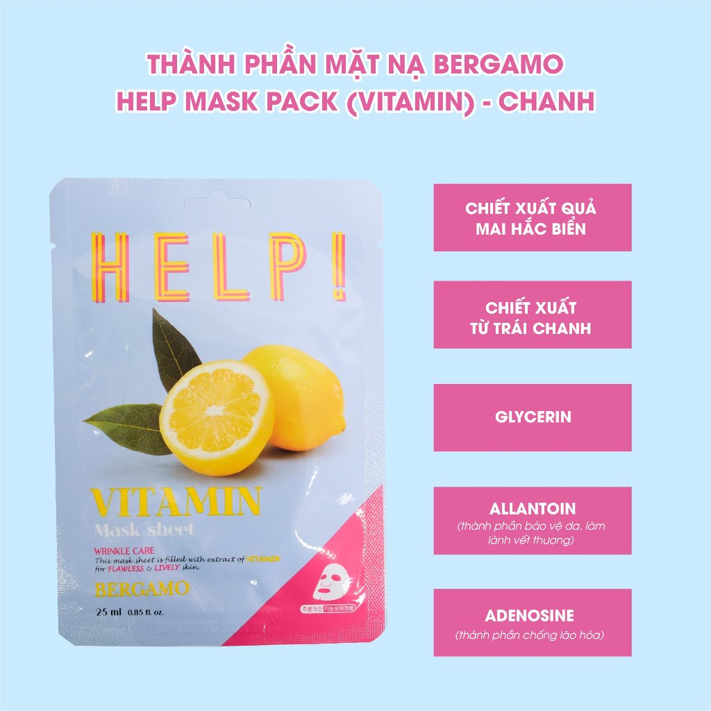 Mặt nạ dưỡng da Bergamo Help Mask Pack (Miếng)