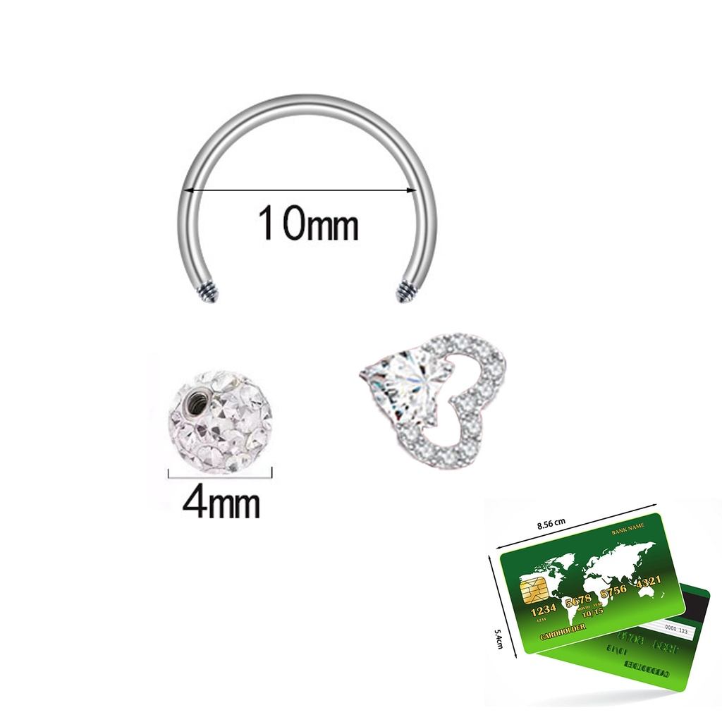 1 Khuyên Xỏ Môi Đính Đá zircon Hình Bướm Trái Tim Bằng Thép Không Gỉ