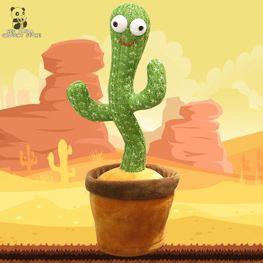 [RED PANDA]. Adorable Talking Toy Dance Cactus Doll Glow Wriggle Dancing Cactus Toy