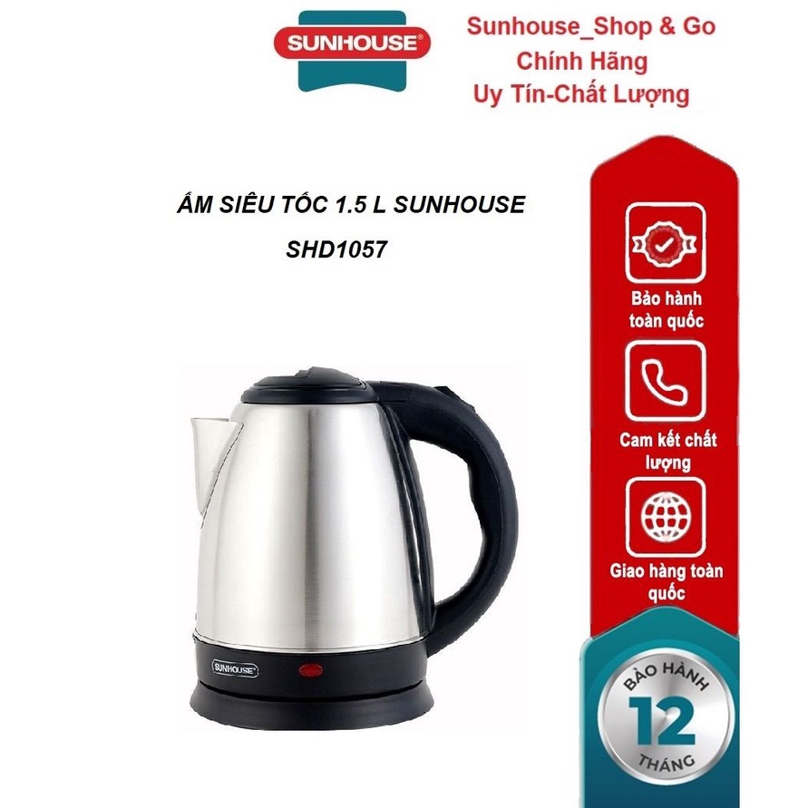 Bình đun nước siêu tốc Sunhouse 1.5 lít SHD1057 - Đun sôi nhanh chóng