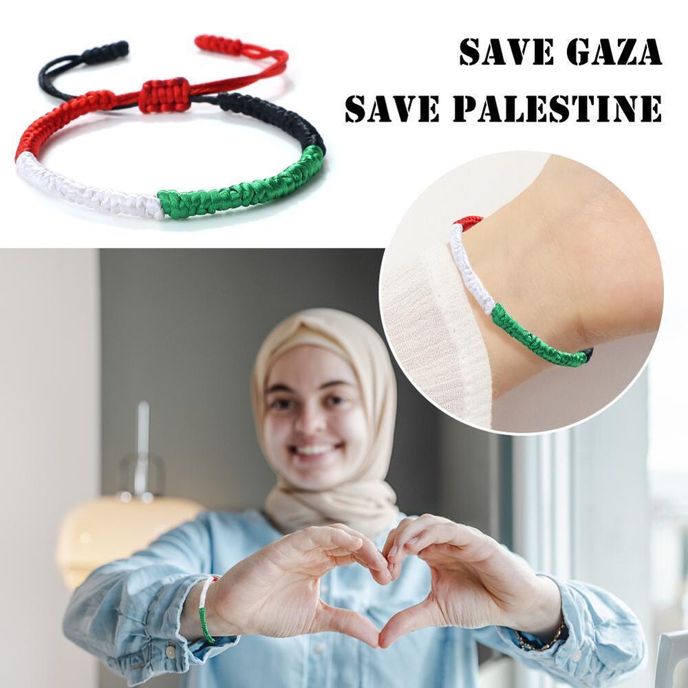 Palestinian Vòng Đeo Tay Bằng Vải Dệt Hình Lá Cờ palestine Có Giá Đỡ