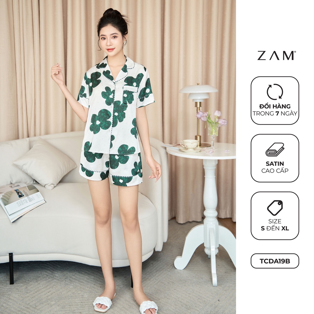 BỘ MẶC NHÀ SHE BY ZAM - TCDA19B - BỘ NGẮN TAY QUẦN ĐÙI DAISY XANH LÁ