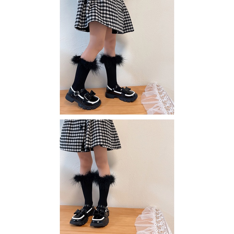 Hàng Mới Về  Vớ Học Sinh Trung Bình Phối Ren Lông Vũ Màu Sắc Tuyến Tính Nhật Bản Dễ Thương Cho Nữ Sinh