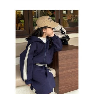 Set váy midi áo khoác ,Bộ áo hoodie và váy sọc bé gái, áo nỉ trẻ em,