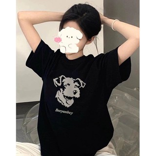 Áo thun nữ form rộng Guguno cotton cổ tròn in basic (A)