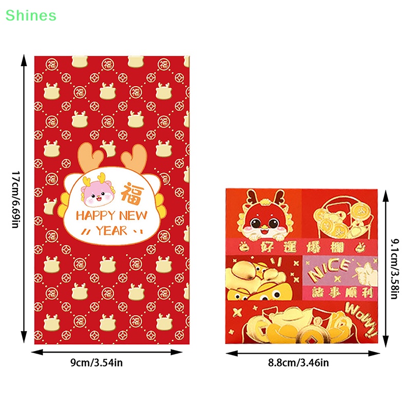 Shines Bộ 6 Bao Lì Xì Năm Mới 2024 Màu Đỏ May Mắn Phong Cách Trung Hoa