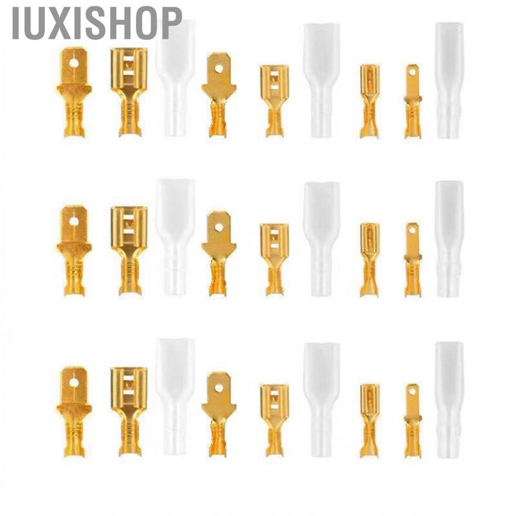 Iuxishop Yellow Crimp Terminal Block Set Transparent Protection Cover Male Female Docking Connector Kit 2.8 4.8 6.3