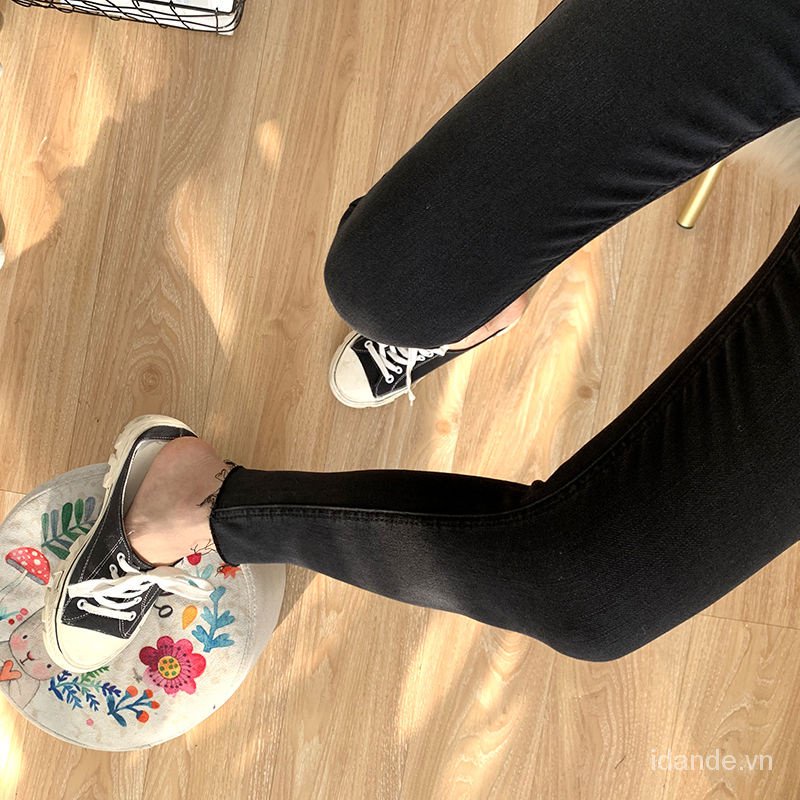 Mới Quần skinny jeans Đen Lưng Cao Dáng Ôm Co Dãn Thời Trang 2023