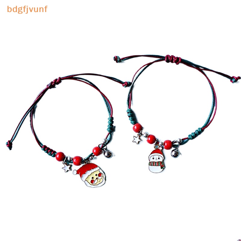 Vòng Tay Bện Dây Mặt Hình Ông Già Noel Và Chuông Giáng Sinh Cho Cặp Đôi vn