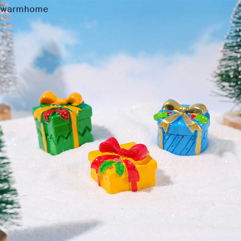 Warmhome Hộp Quà Giáng Sinh mini Bằng Nhựa resin Trang Trí Phong Cảnh diy Cho Sân Vườn Thu Nhỏ rft