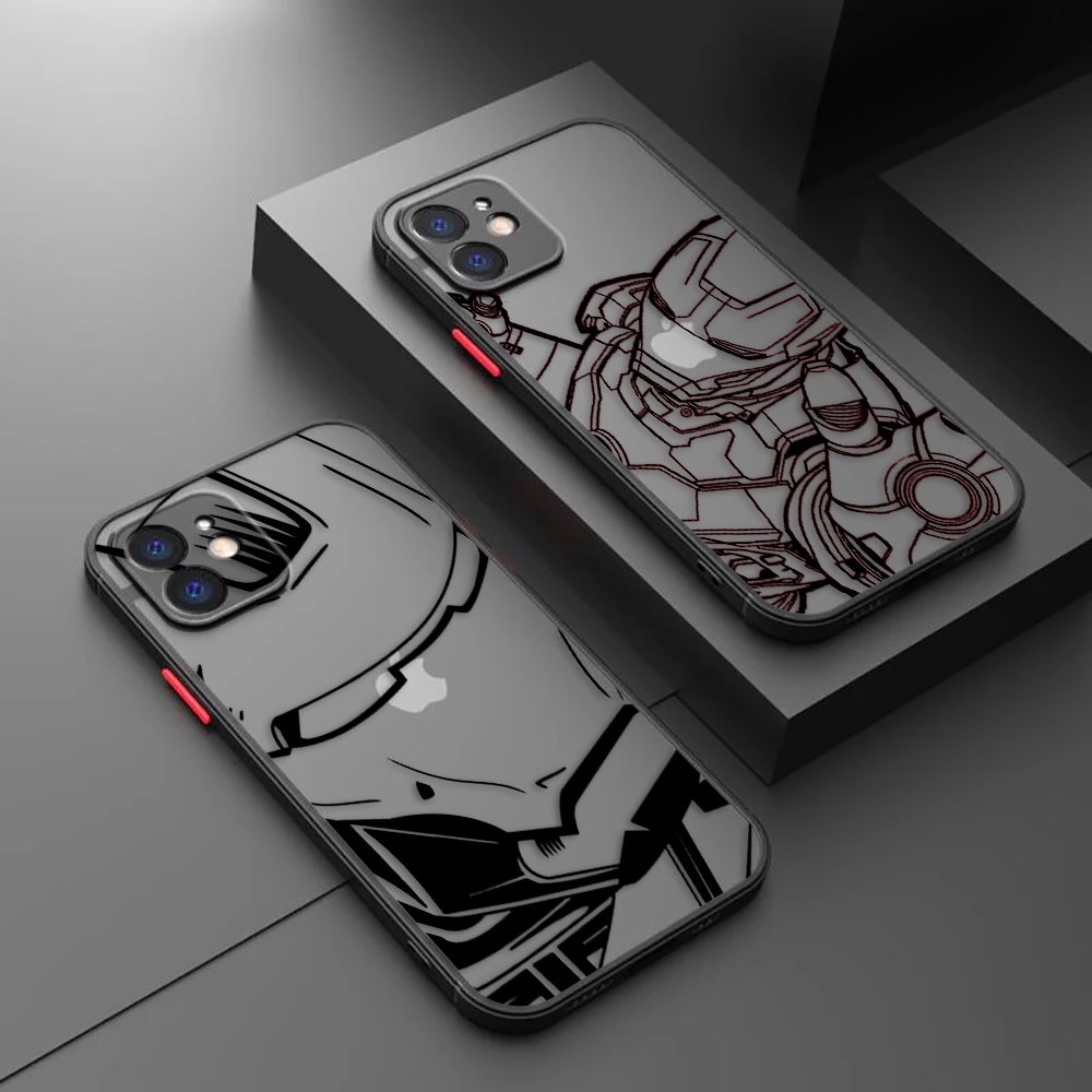 Iron Man Line Image Skin Like Mobile Phone Case cho Apple iPhone 15 14 13 12 Mini 11 XS X Pro Max XR
