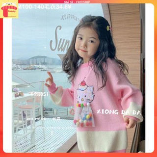 Áo len cho bé gái xuất Hàn, Áo len trẻ em nữ 3-9 tuổi cài khuy và cổ tròn nhiều màu đanh sợi không bai xù