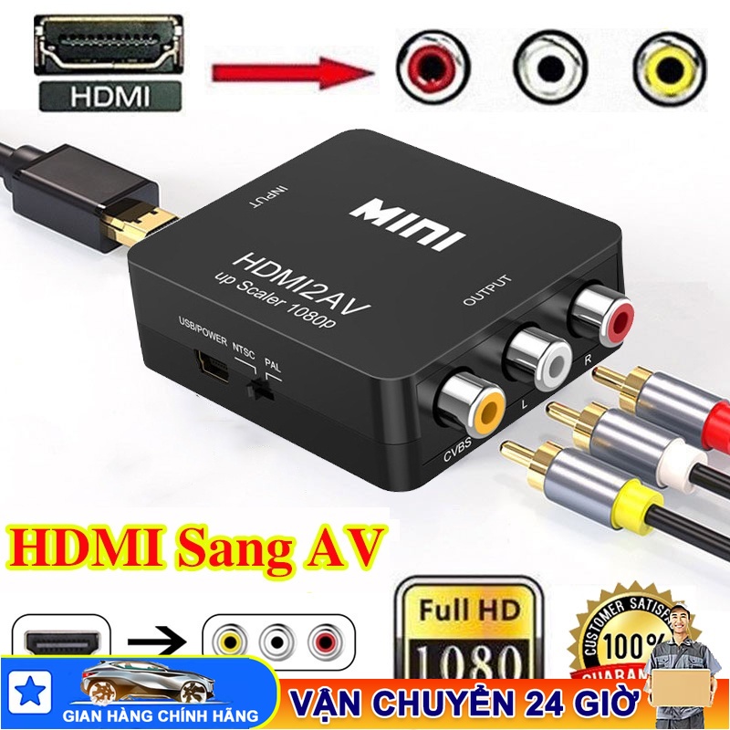 Bộ chuyển đổi video HDMI sang AV 1080P Bộ chuyển đổi tổng hợp HDMI Tương thích với RCA CVSB L/R