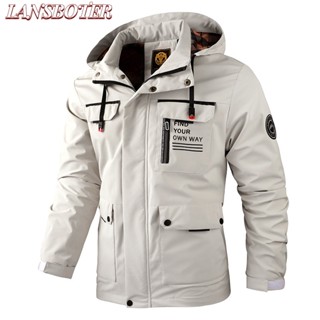 Lansboter Áo Khoác Thể Thao Có Mũ Vải cotton Dày Dặn Giữ Ấm Màu Trơn Thời Trang Thu Đông Cho Nam