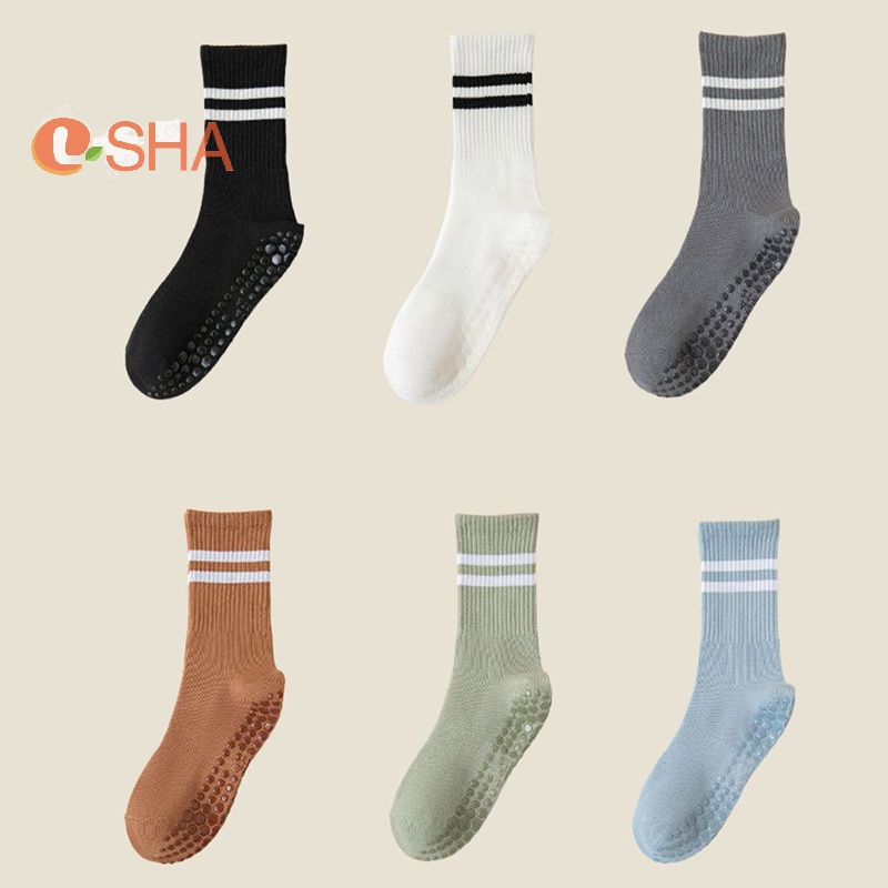 Vớ cotton Cổ Cao Vừa Chống Trượt Màu Trơn Tập yoga Trong Nhà Cho Nữ