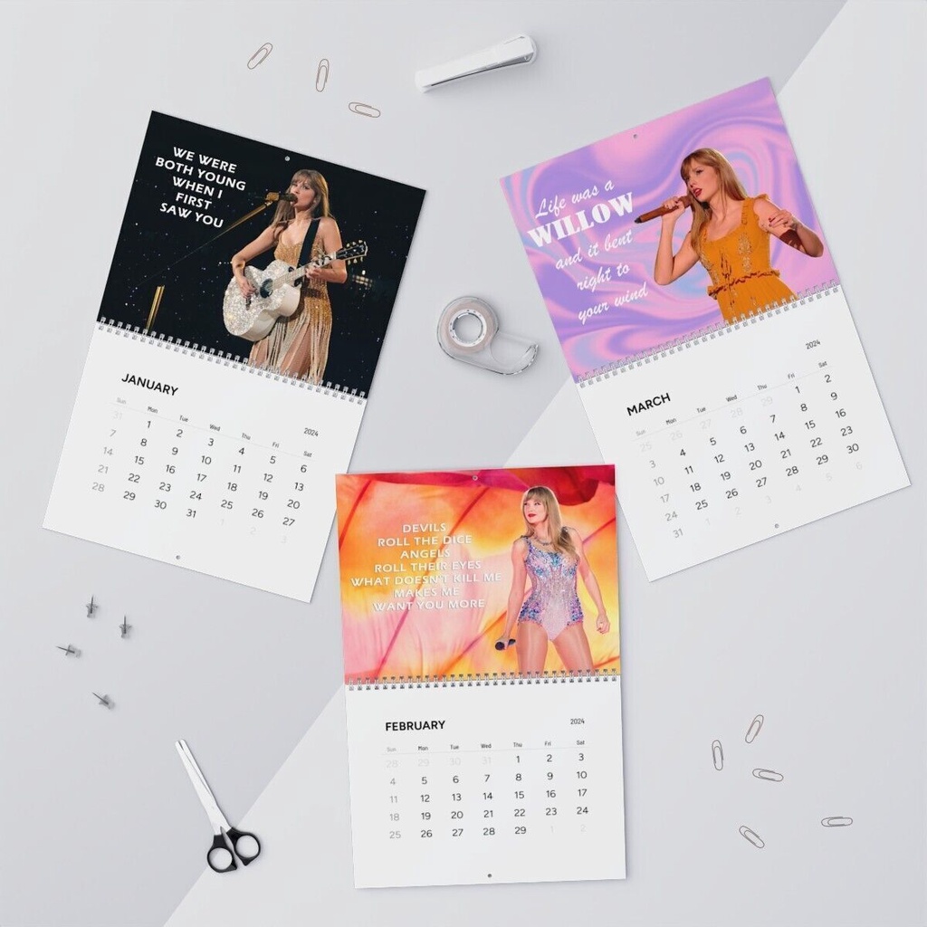 Taylor Swift Wall, Desk Calendar, Flat/Planner Style ERAS Tour 2024 Calendar