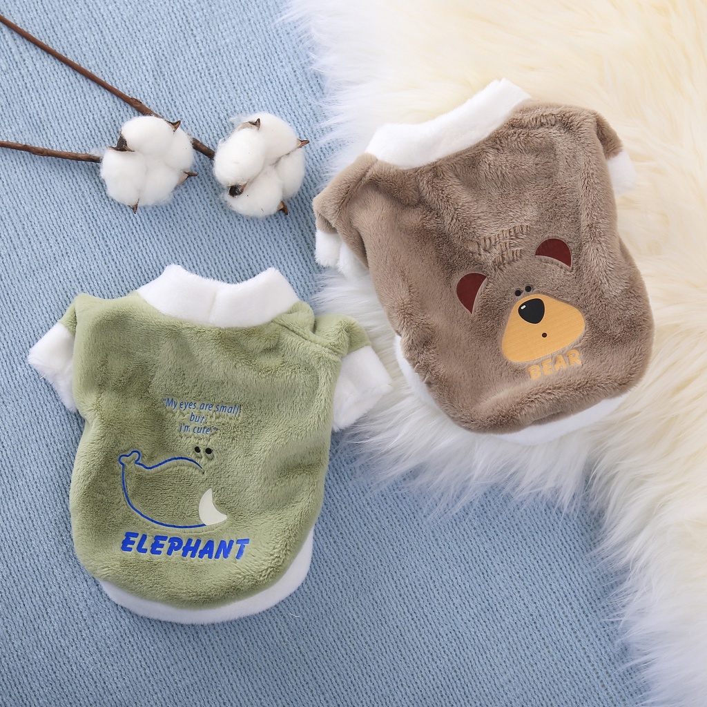Áo hoodie Vải Bông Ấm Áp Họa Tiết Mặt Động Vật Dễ Thương Thời Trang Thu Đông Cho Thú Cưng