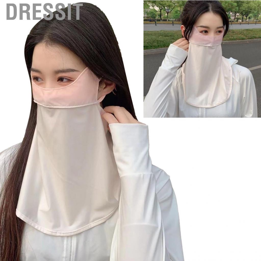 Dressit Face Neck Flap Cover  Uv Protection Hidden Nose Hole Design Sun Veil Ice Floss Multiple Small Vent Holes for Summer Camping