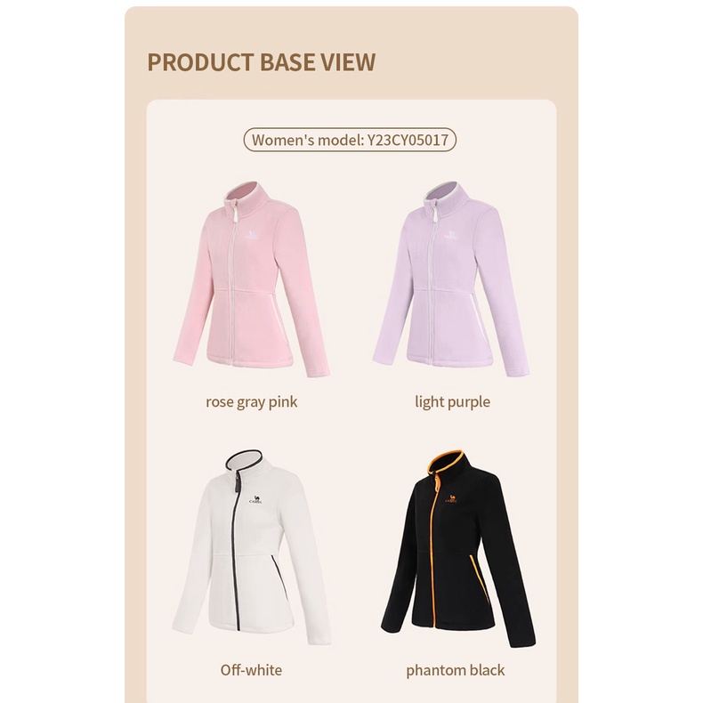 CAMEL SPORTS Áo Khoác Thể Thao Dài Tay Đệm Lông Cừu Dày Dặn Thời Trang Cho Nữ