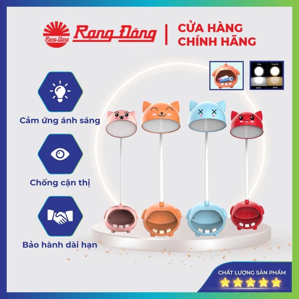Đèn học Rạng Đông chống cận 6 W, đèn học để bàn cảm ứng 3 chế độ thông minh cho bé, học sinh, đọc sách RD-RL-41 6W