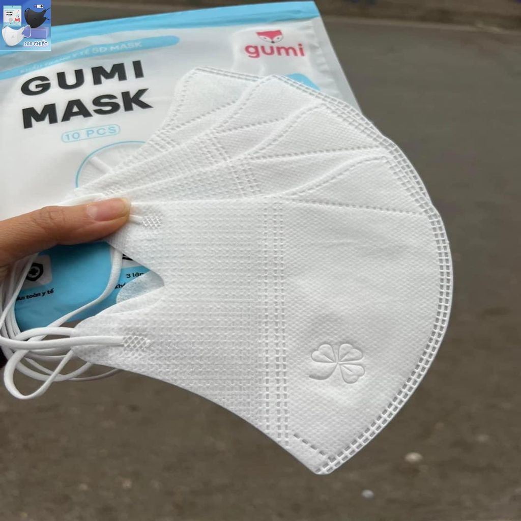 Hộp 200 chiếc khẩu trang 5D  Gumi kháng khuẩn 5D Mask.
