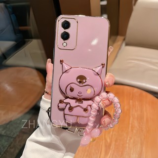 ốp lưng Vivo Y17S Ốp Điện Thoại TPU Siêu Mỏng Mạ Điện Màu Sắc 3D Kuromi Hỗ trợ Cho Với Bracelet Vivo Y17S