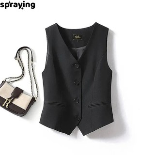 spraying áo gile áo+vest+nữ vest set nữ cổ xưa Thông thường Chất lượng cao Fashion WMJ2410CT9 2Z240112