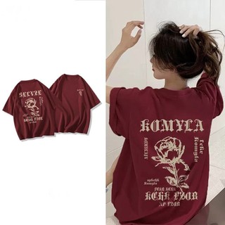 Áo Thun Cotton Dáng Rộng Tay Ngắn Màu Đỏ