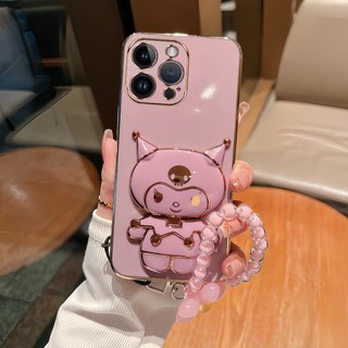 ốp lưng iphone 14 15 PRO MAX 14 PLUS Ốp Điện Thoại TPU Siêu Mỏng Mạ Điện Màu Sắc 3D Kuromi Hỗ trợ Cho Với Bracelet iphone 14 15 PRO MAX 14 PLUS