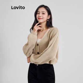 [Mã FADEP0706 giảm đến 30k đơn từ 99k] Lovito Áo len trơn có nút L21LT091 (Kaki)