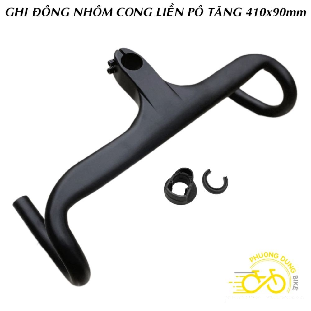 Ghi đông cong road liền pô tăng nhôm xe đạp 410 x 90mm